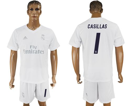 Real Madrid #1 Casillas Marine Environmental Protection Home Soccer Club Jersey - Click Image to Close